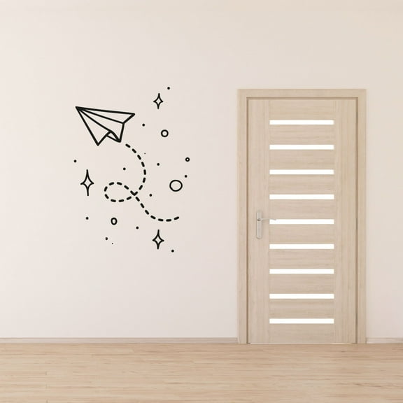 Paper Plane Flying Airplane Take Off Air Plane Jet Helicopter Wall Sticker Art Decal for Girls Boys Kids Room Bedroom Nursery House Fun Home Decor Stickers Wall Art Vinyl Decoration Size (20x14 inch)