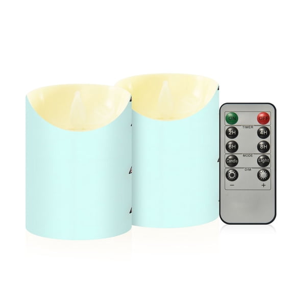 Paper Planes Pattern Flameless Candles 2 PCS with Remote Realistic Moving Flame LED Tapered Pillar Set for Home Decor