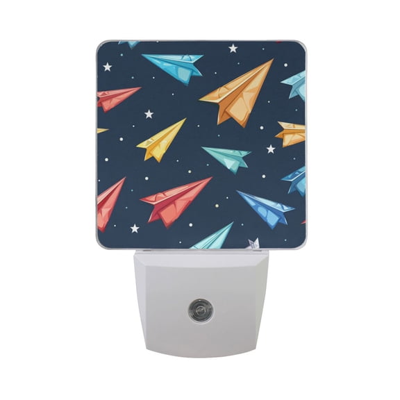 Paper Planes and Stars Cartoon LED Night Light with Smart Sensor Plug Into Wall Dusk to Dawn 2 packs