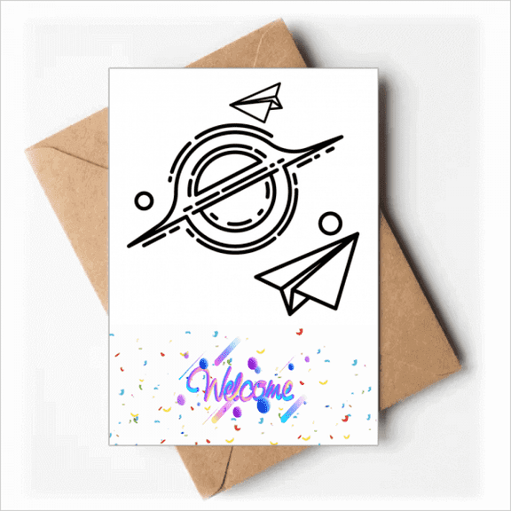 Paper Planet Satellite Art Deco Fashion Welcome Back Greeting Cards Envelopes Blank