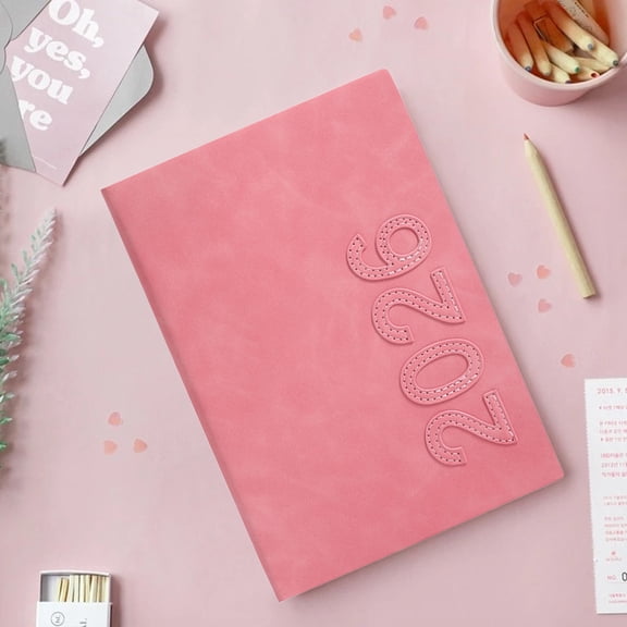 Paper Planner 2026 Planner with Date Notes A5 Size English and Chinese Version Pink(1Pcs) JASKFLY