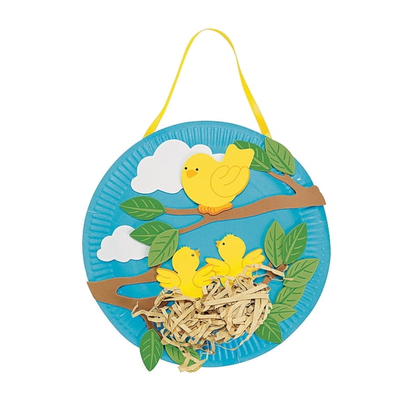 Paper Plate Spring Birds Nest Craft Kit, Craft Kits, Paper Plate Craft Kits, Hanging Decor Craft Kits, Spring, 12 Pieces, Multicolor