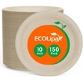 thumbnail image 1 of Paper Plates 10 Inch, 150 Pack Compostable Heavy Duty Disposable Biodegradable Sugarcane Bagasse Eco Friendly Paper Plates for Thanksgiving Party Dinner, 1 of 3