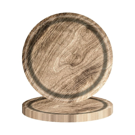 Paper Plates 10 Pieces Wood Grain Design Camping Theme Disposable Dinner Plates Party Decorations Lumberjack Hunting Birthday Celebration Tableware