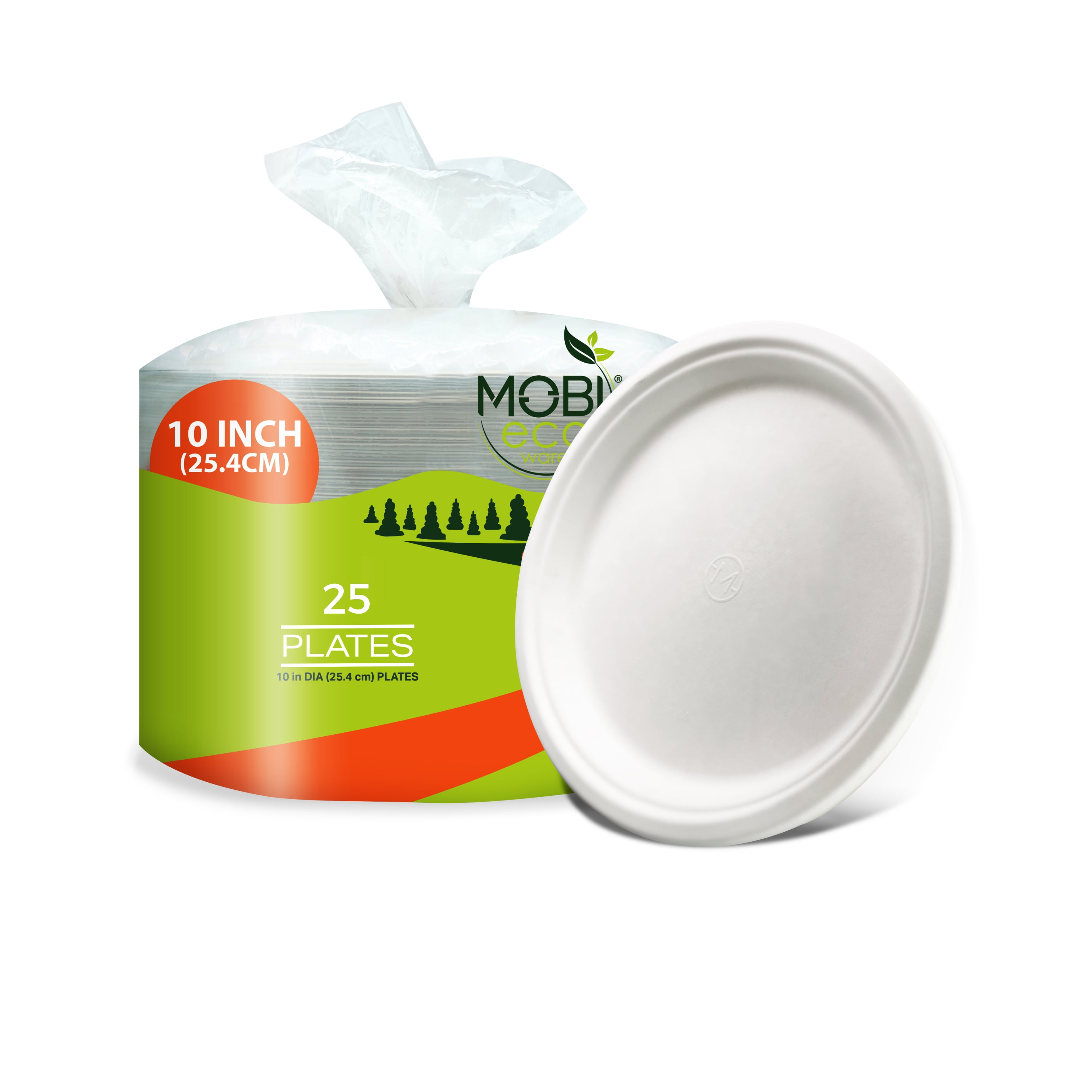 Paper Plates, 100 Compostable[10 Inch by 0.5" deep]Heavy Duty