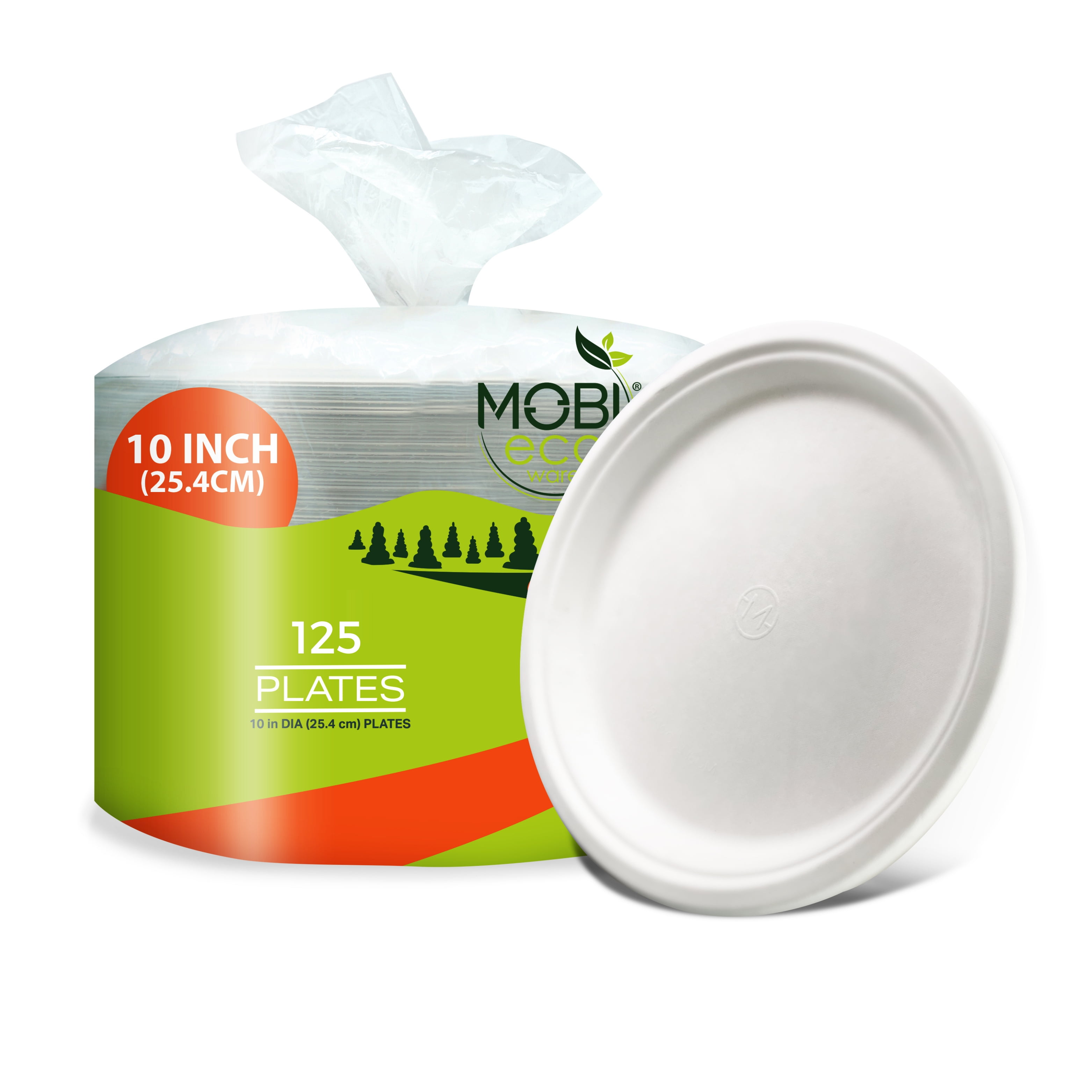 Paper Plates [125Pack], 100 Compostable[10 Inch by 0.5" deep]Heavy