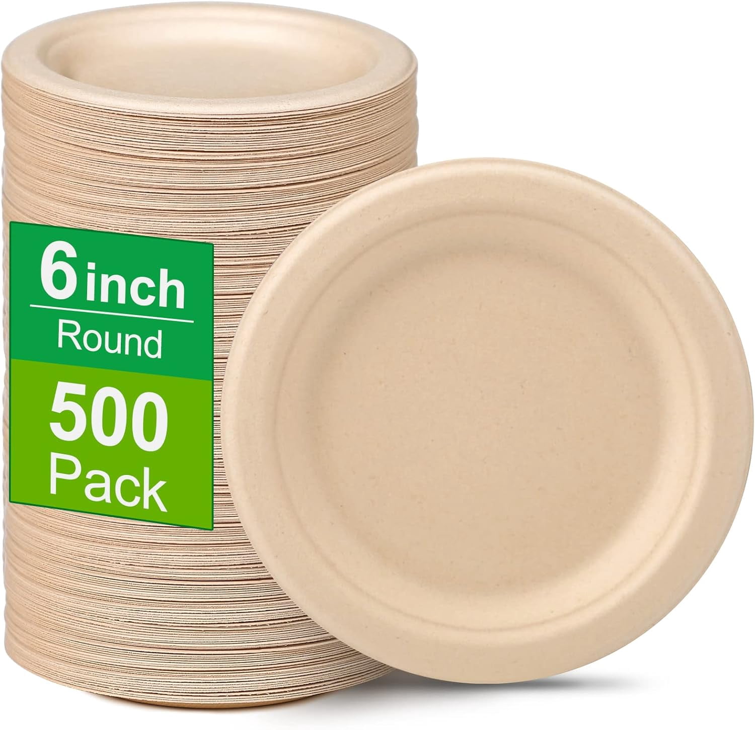 Paper Plates 6 inch, 500 Pack Small Paper Plates Bulk, 100% Compostable ...