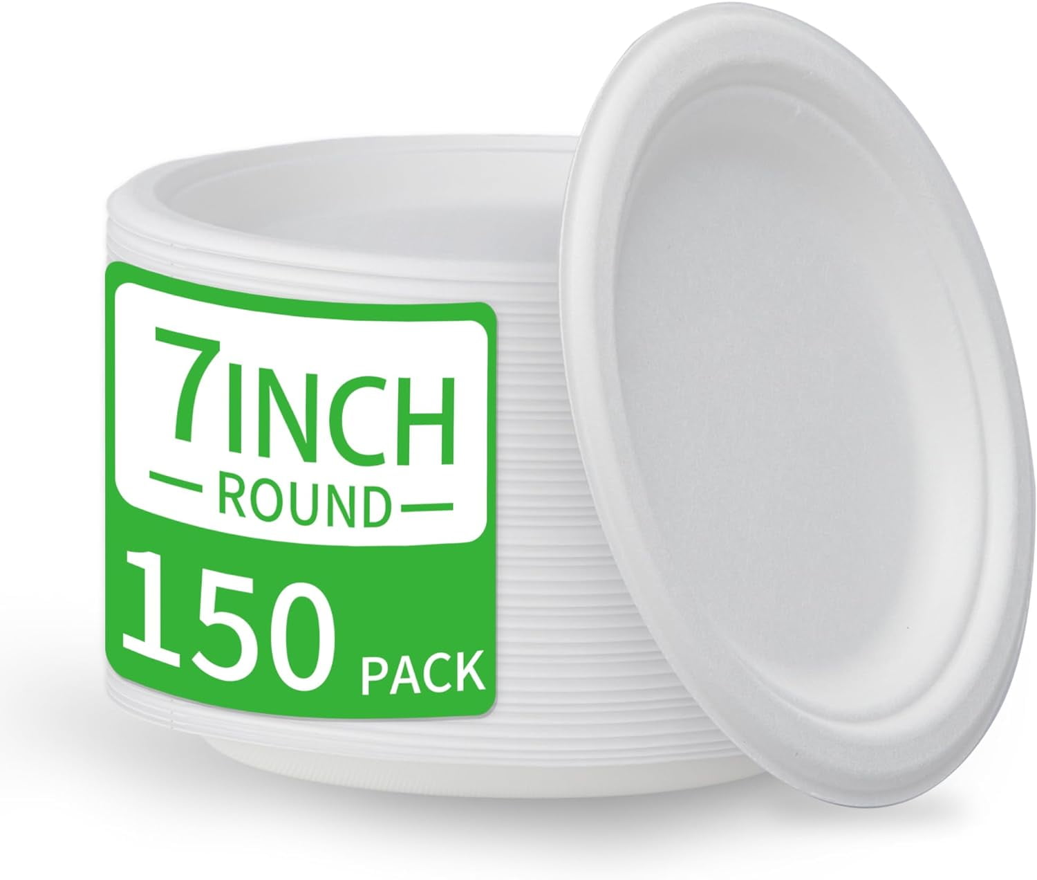 Paper Plates 7 Inch Heavy Duty, Disposable Paper Plates, Composable