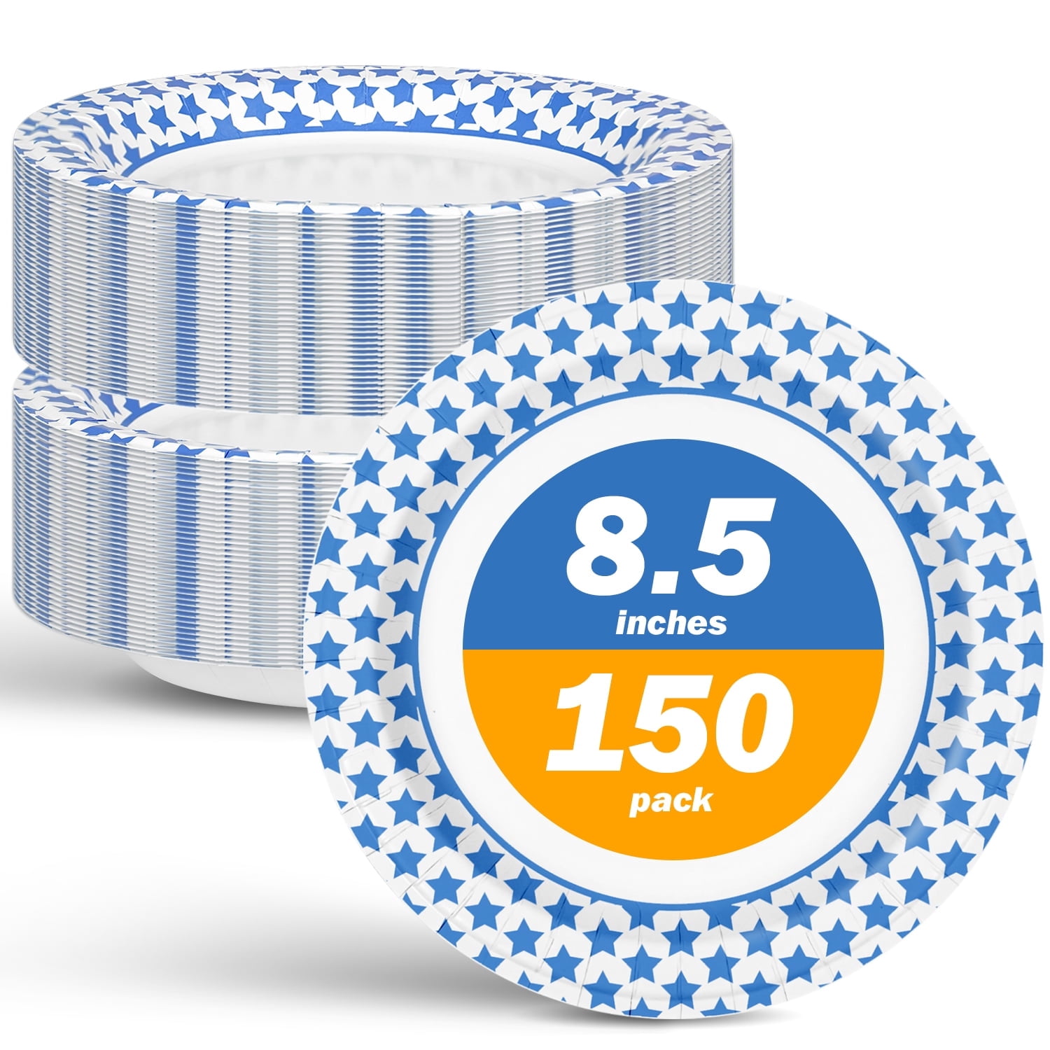 Ginkgo Paper Plates 8.5" Bulk 150 Count, 3X Strong Disposable Round Plates, Medium