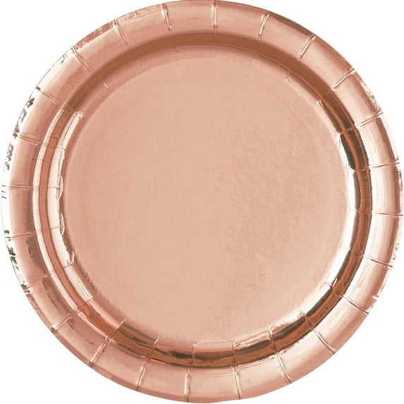Paper Plates, 9 in, Rose Gold Foil, 8ct