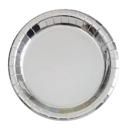 Paper Plates, 9 in, Silver Foil, 8ct