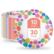 DTFMZOV Paper Plates Disposable 10 inch, 30 pack Heavy Duty Round Printed Plates for Party, Daily Use, Holiday, Picnic, Soak and Cut Proof, Microwaveable