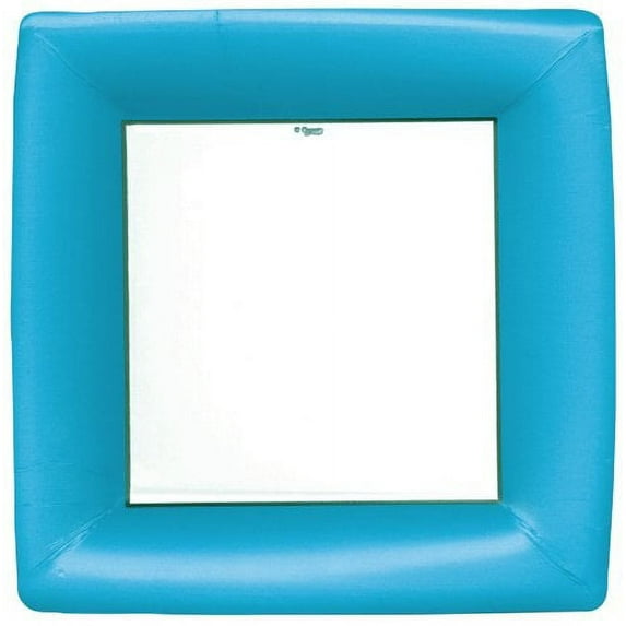 Paper Plates Grosgrain Turquoise Border Square Dinner Plates
