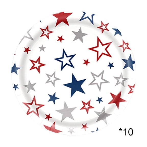 Paper Plates Set Patriotic Themed for 4th of July Party, 7 Inch Disposable Dinner Plates with USA Flag Print, Holiday Celebration Tableware