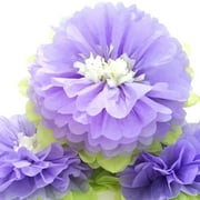 Paper Pom Poms Tissue Paper Flower Garlands Lotus Style Sizes 12" 14", Geen & Purple,10pcs