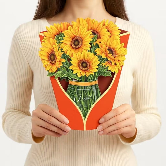 Paper Pop Up Cards, Tulips, Rose, Hydrangea Paper Flowers 12inch Forever Flower Bouquet 3D Popup Greeting Cards with Blank Note Card and Envelope for Birthday, Mother's Day, Graduation and Friend