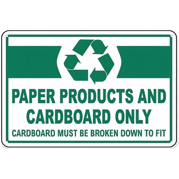 Paper Products And Cardboard Only Recyle Sign - 8"x12" Aluminum Tin Warning Sign for Home Outdoor Garden, Recycling Area, Material Sorting