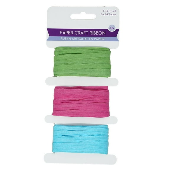 Paper Raffia Ribbon Craft Medley, 1/4-Inch, 8-Yard, 3-Piece