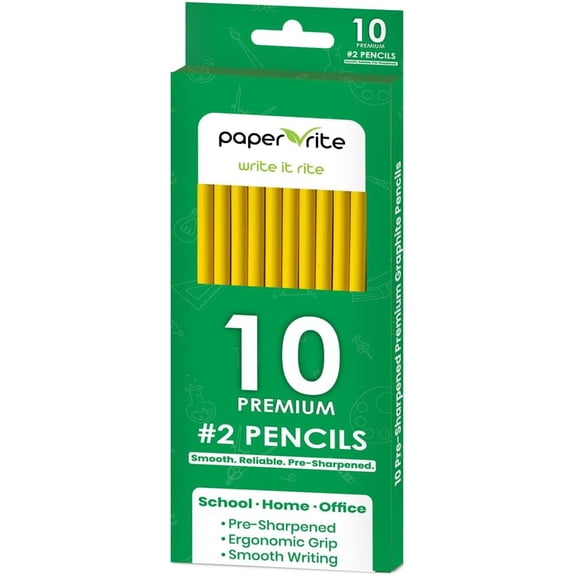 Paper Rite HB 2 Soft Yellow Pencils | Pre-Sharpened | Smooth Writing | 100 Count