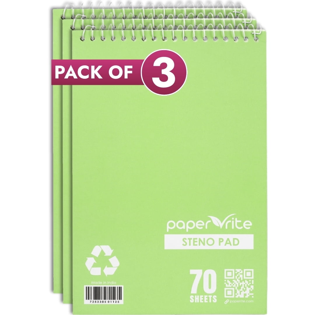 Pappe Rite Paper Rite Premium Steno Pad Set Light Green | 70 Sheets, 6 x 9 Inches ...