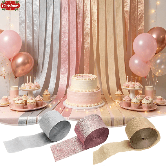Paper Rolls DIY Party Streamer Decorations, Crinkled Colorful Paper for Garland Backdrop, Craft Paper for Birthday Wedding Bridal Shower Graduation Christmas Halloween Indoor Room Festival Decor