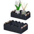 thumbnail image 1 of Paper Rope Scalloped Edge Shelves Baskets Set 2, Idea for Over Toilet Storage Shelf, End Table, Nightstand, Toilet Tank Basket with 2 Wood Handle, Stylist&Useful Both Storage&Decor, Brown, 1 of 6