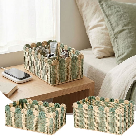 Paper Rope Woven Storage Basket S Size, Delicate Storage Box,, Living Room Cozy Decor, Paper Rope Small Baskets for Over Toilet Storage Shelf, End Table, Shelves,