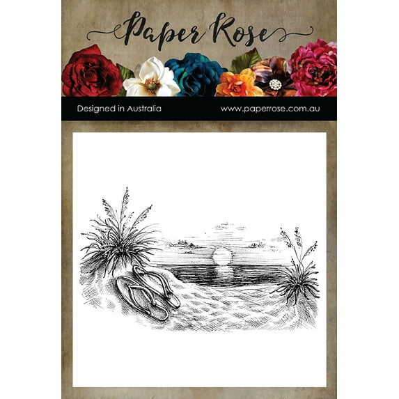 Paper Rose Cling Stamps-Sunset On The Beach