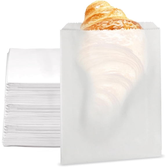 Paper Sandwich Bags, Glassine Lined Wax Paper Bag, 1000pcs, 6 x 7 x 0.75 Food Grade Grease-Resistant Food Bags for Cookies, Pastries, Snacks, French Fries
