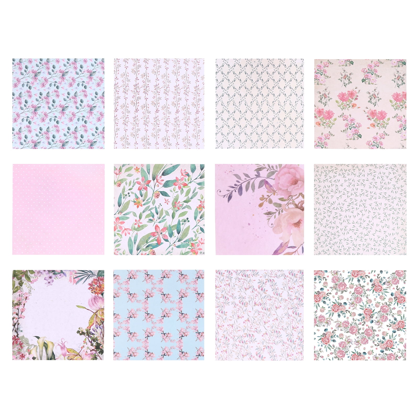 12 Sheets 6X6 Pink Flower Themed Scrapbook Paper, Floral Patterned DIY  Background Paper Vision Board Supplies For Scrapbooking