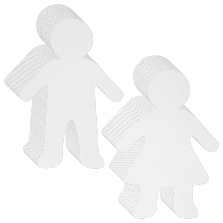 Paper Shapes - 48-Pack Blank Paper Cutouts, Kid Shaped Papers, Kids Shaped  Cutouts, Perfect for Art Class Projects, Party Banner DIY, Art and Craft,  Boy and Girl Design, White, 5.88 x 8.8