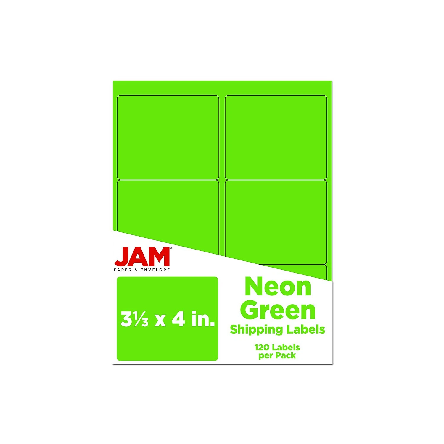 Paper Shipping Address Label 3 1/3" x 4" Neon Green 354328037