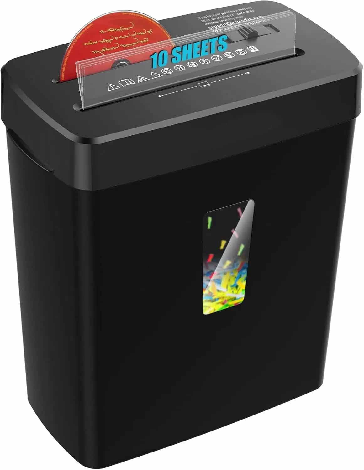 Paper Shredder, 10 Sheet Cross Cut with Basket 3 Mode Design for Shreds CD and Credit Card