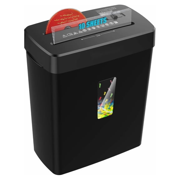 Paper Shredder, 10-Sheet Cross Cut - P4 Security - Home Office Shredder for Paper, CD, Credit Card - Auto/Reverse/Off - 3.43 Gallon Basket - Jam Proof
