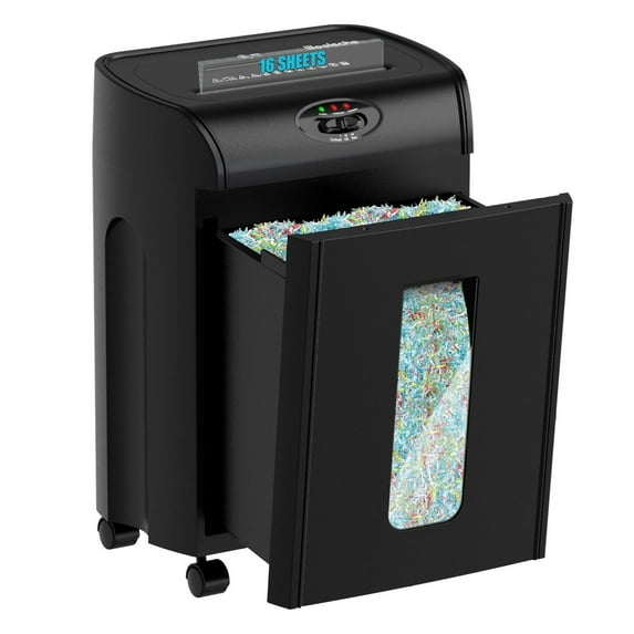 Paper Shredder, 16-Sheet Cross Cut, P-4 Security, Auto Reverse, 4.76 Gallon, for Office & Home