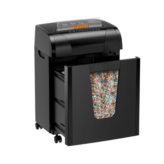 Paper Shredder, 18-Sheet Cross Cut, P-4 Security, Auto Jam Proof, Home & Office - Shred Paper, Credit Cards, CDs with 5.28 Gallon Bin