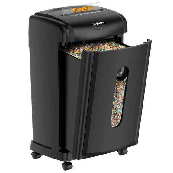 Paper Shredder 18-Sheet Cross Cut Shredder with 7.93-Gallon Pull Out Basket, P-4 Security Level