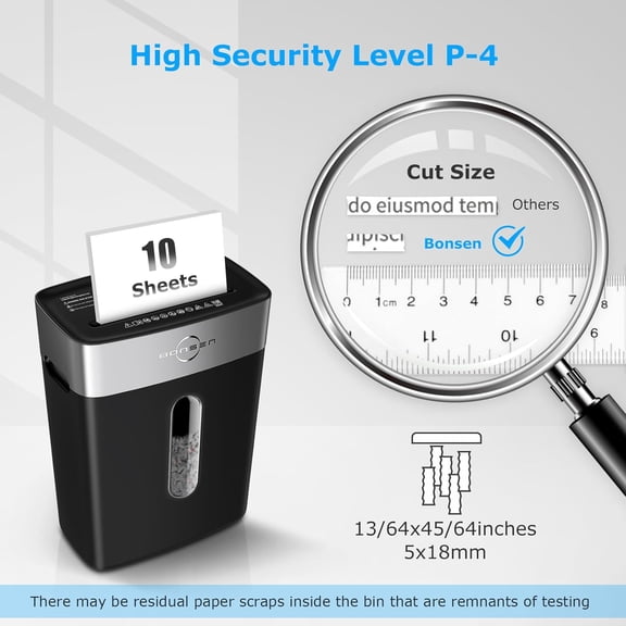 Paper Shredder for Home Office, 4 Gallons Bin, 10-Sheet Cross-Cut Shredder, P-4 High Security Level, Quiet Credit Card Shredder with Jam Proof System (S3201)