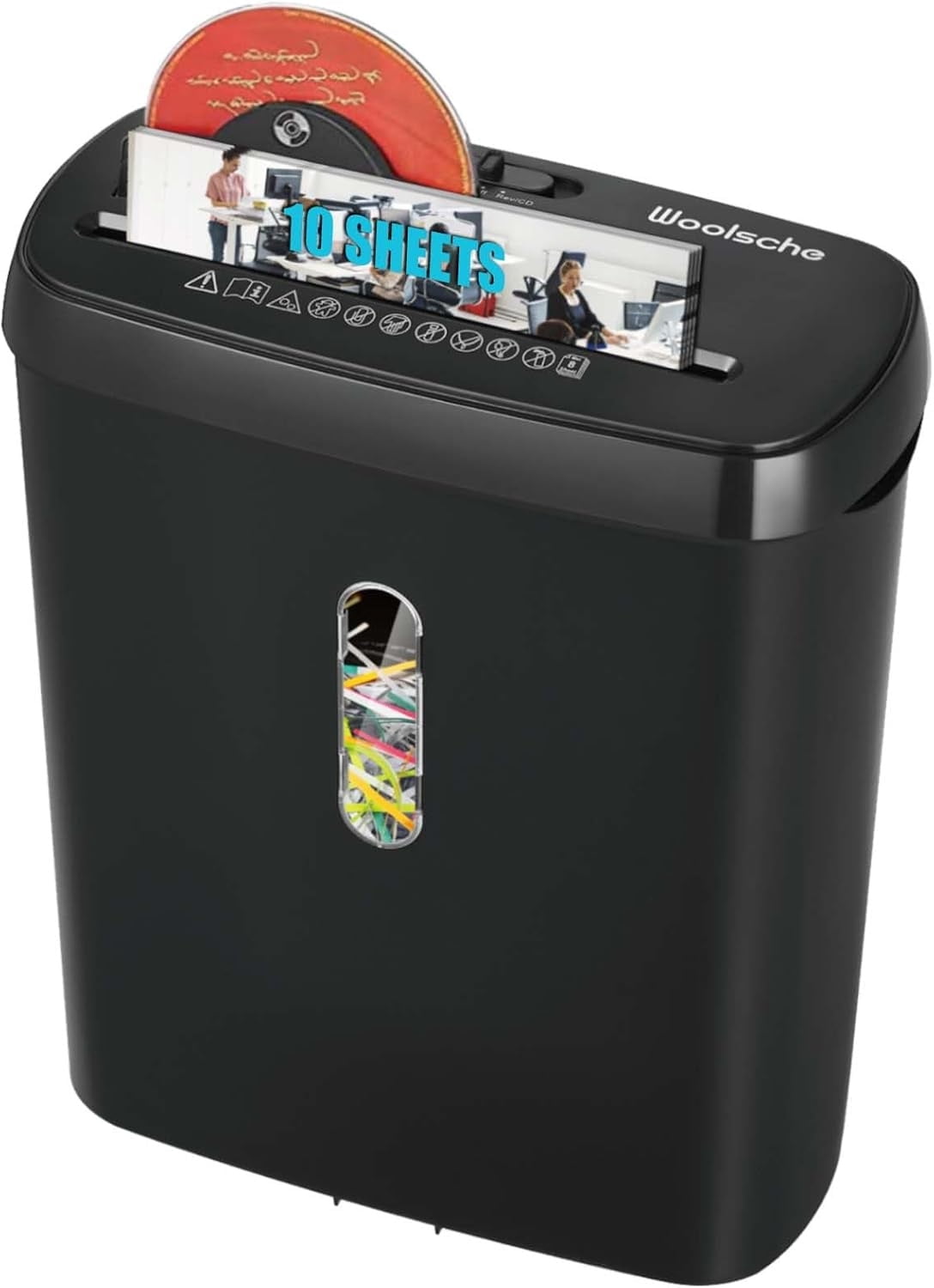 Paper Shredder for Office Home, 10-Sheet Strip Cut with 3.17-Gallon Basket, P-2 Security Level, CD & Credit Card Shredder, Durable & Fast, Jam Proof System