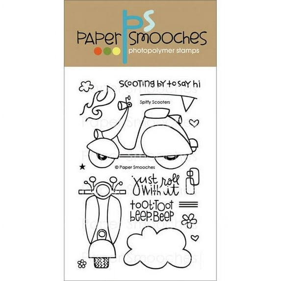 Paper Smooches M1S007 Paper Smooches 4 in. X6 in. Clear Stamps-Spiffy Scooters