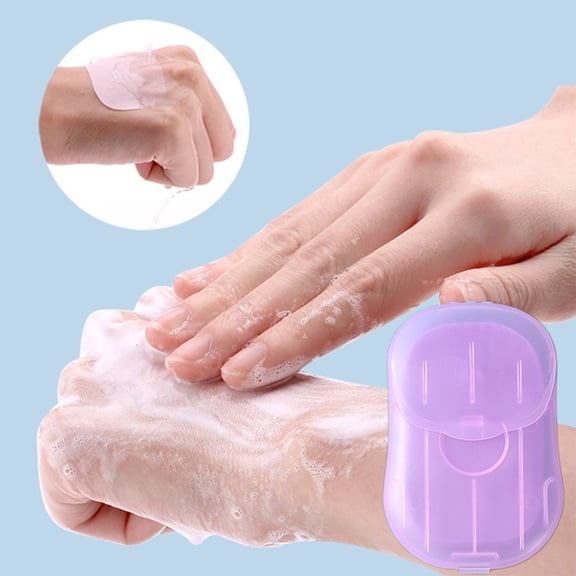 Paper Soap,Soap Sheets for Traveling,50 Disposable Soap Sheets 1 Box Scented Mini Colored Soap Sheets Suitable For School Outdoor Activities Camping Hiking Etc. Paper Soap Travel Soap.(Purple)