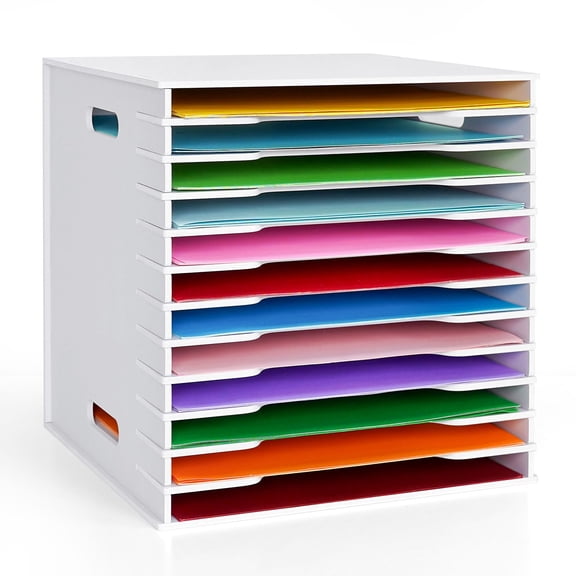 Paper Sorter White 12 Slots - Standard Size Desktop Home Office School Storage