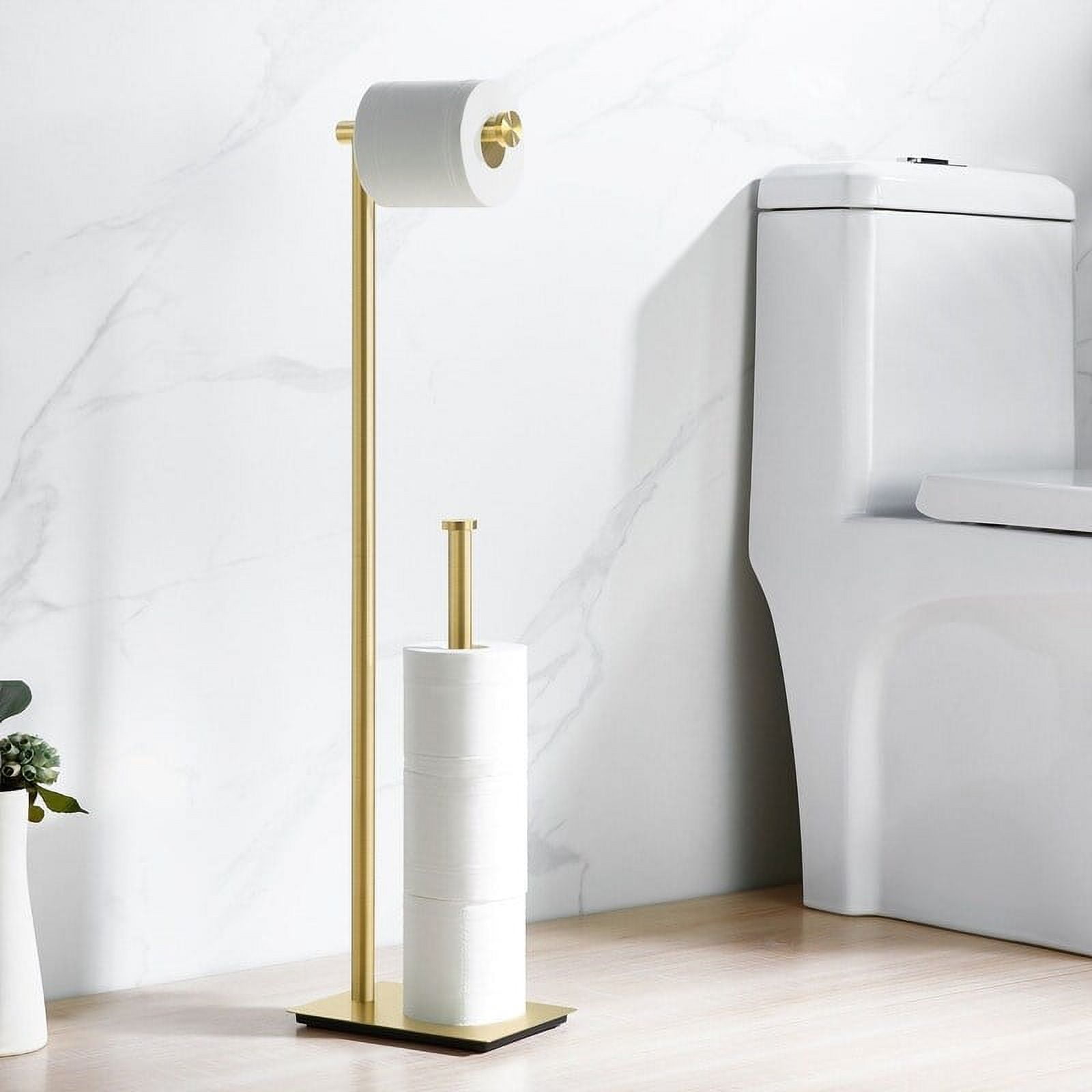 Gold Stainless Steel Freestanding Toilet Paper Holder