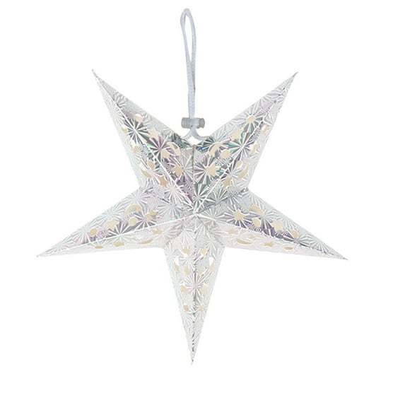 Paper Star Hanging Ornament Five Pointed Star Shape with Cut Out Patterns for Indoor Outdoor Decoration Holiday Display