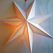 Paper Star Lantern Decoration (Cosmic White 7-Point Lighted Star) - Perfect for Weddings, Christmas Holiday, Birthday Party Celebration & Home Decor