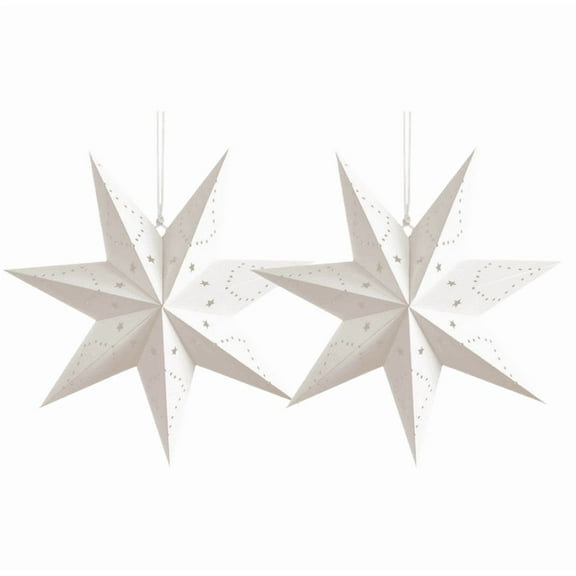 Paper Star Lantern Lampshade 7 Pointed Star Hanging Decorations for Christmas New Year Wedding Party Holiday Birthday - 2Pcs(A)
