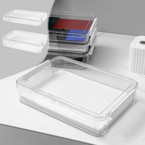 Paper Storage Box 1Pcs Clear Plastic Document Storage Box 13.19x9.25x2.561" Moistureproof Archive Organizer with Lid NCHKUN