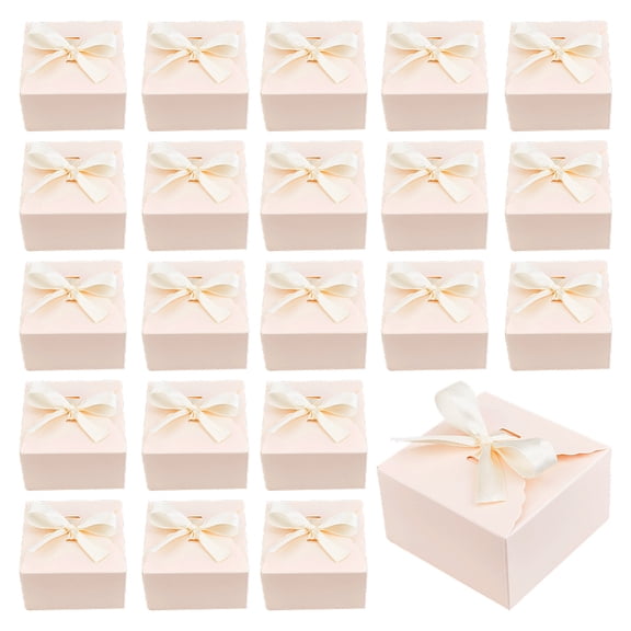 Paper Storage Gift Boxes Boxes with Ribbon Pink 9x9x5cm