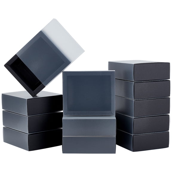 Paper Storage Gift Drawer Boxes Translucent Plastic Cover Gift Packaging Case Black 12.8x10.7x4.5cm