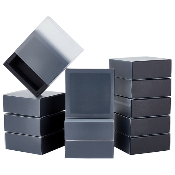 Paper Storage Gift Drawer Boxes Translucent Plastic Cover Gift Packaging Case Black 9.7x9.7x3.75cm diy